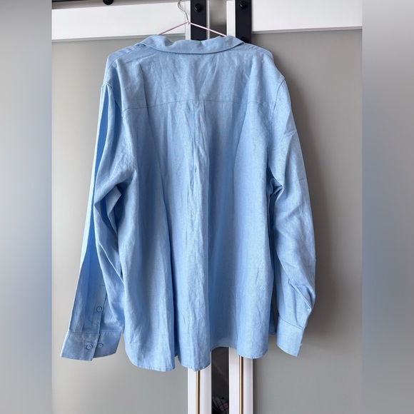 Ted Baker LINEN Blend Sky Blue Casual Button Down Shirt - Picture 7 of 7